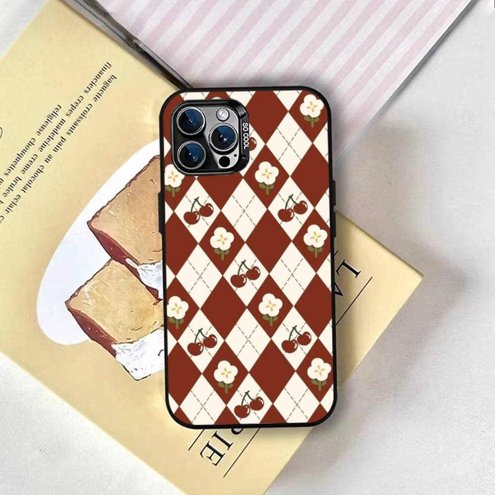 plaid background Phone Case For iPhone 17,16,15,14,13,12,11 Plus,Pro Max,XS,Colored Silver Plated Inside Cover