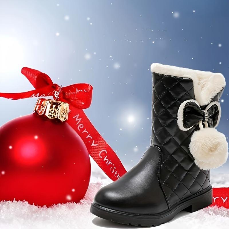 Snow Boots Girls Winter Thick Warm Princess Short Boots Older Girls Easy On Thick Warm Snow Boots Little Girls