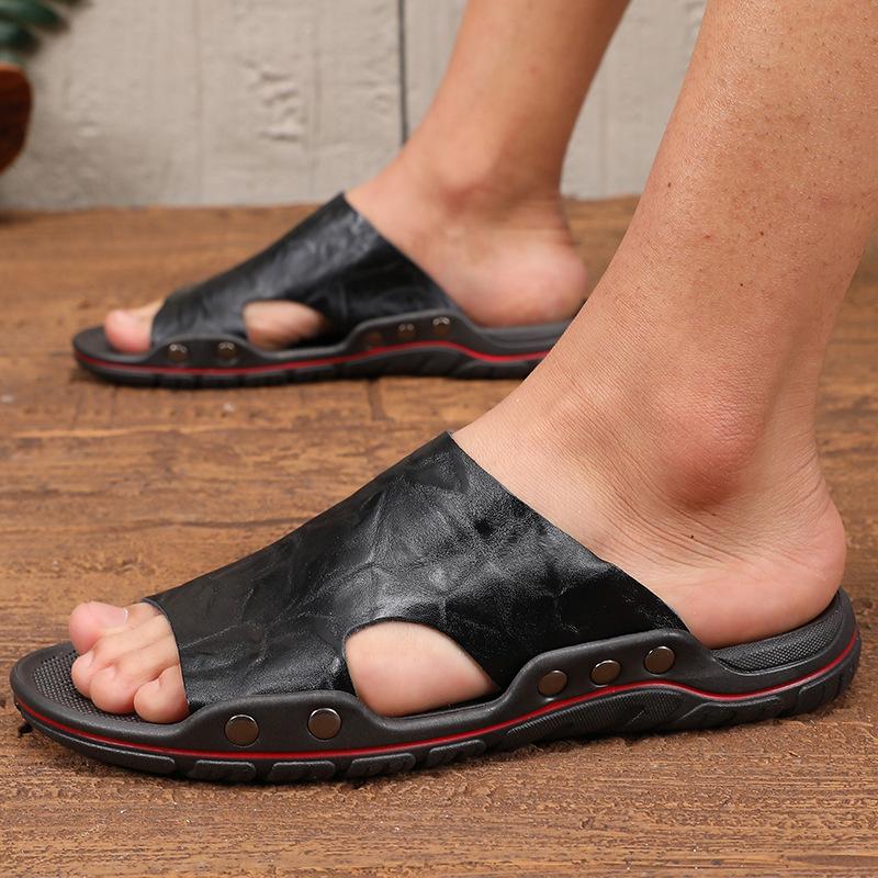 

20252025 single travel outdoor summer men s shoes one-word slippers beach cool large size 48
