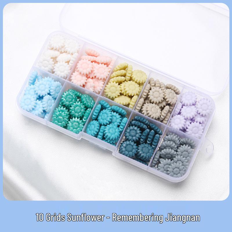 Sunflower Sealing Wax Granules In Transparent Box - Grid-Style Set with 10/15/24 Colors for Stamps