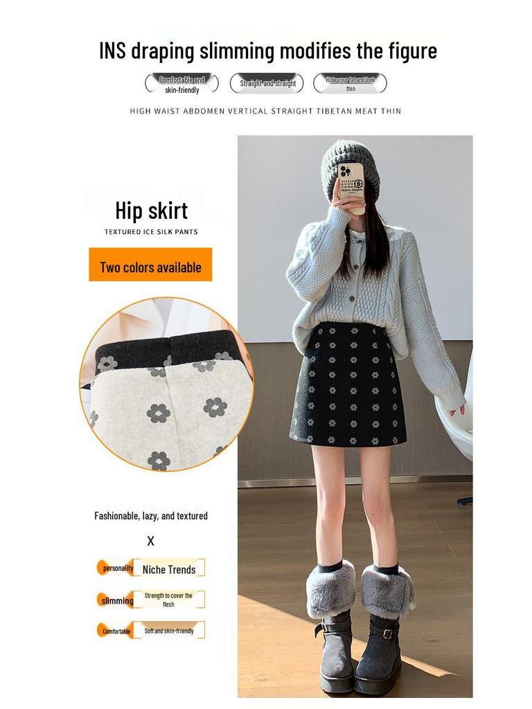 High-Waist Woolen A-Line Skirt: Cozy Autumn-Winter Style with Sweet, Slimming Fit