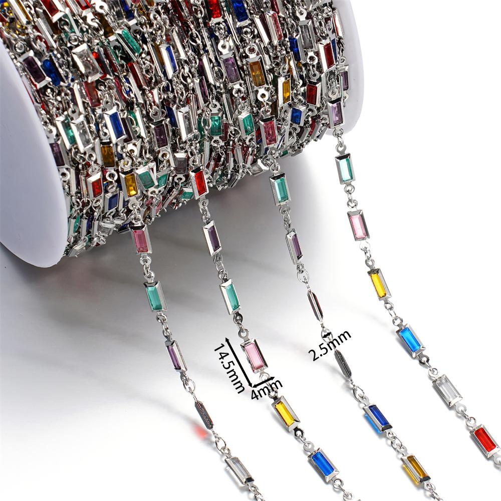 1Meter Copper Chain With Crystal Beads Chain DIY Necklace Bracelet For Jewelry Making Supplies