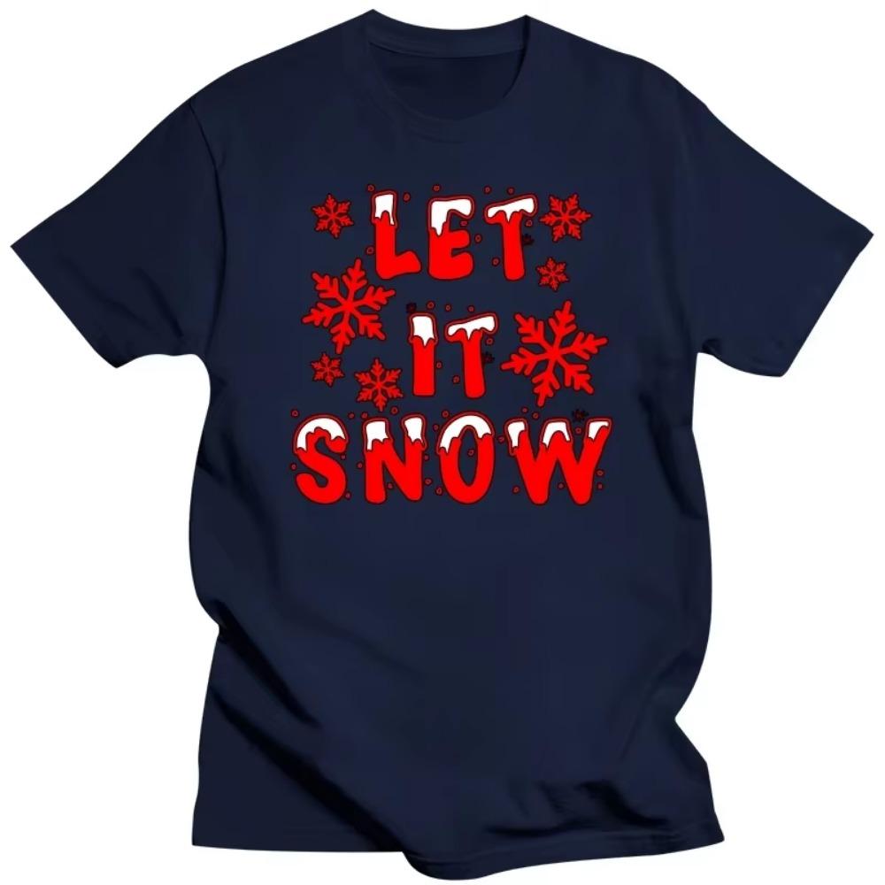 Y2k Shirt Christmas Let It Snow Merry Christmas T-shirts WHITE Tshirts Oversized T Shirt Vintage Streetwear Summer Y2k Tops Tees