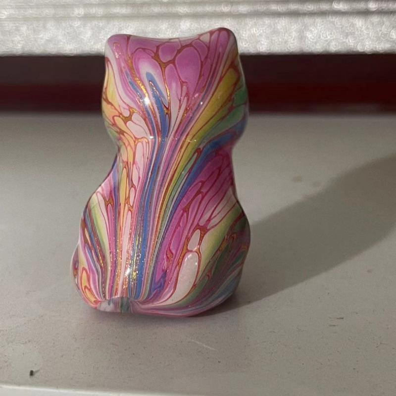 Large Sandalwood Lacquer Cat Ornament - Ming Xian Yuan Style