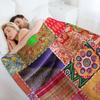 Boho Art Sari Patchwork Quilt Throw Blanket Nap Designers Bed Linens Weighted Blankets