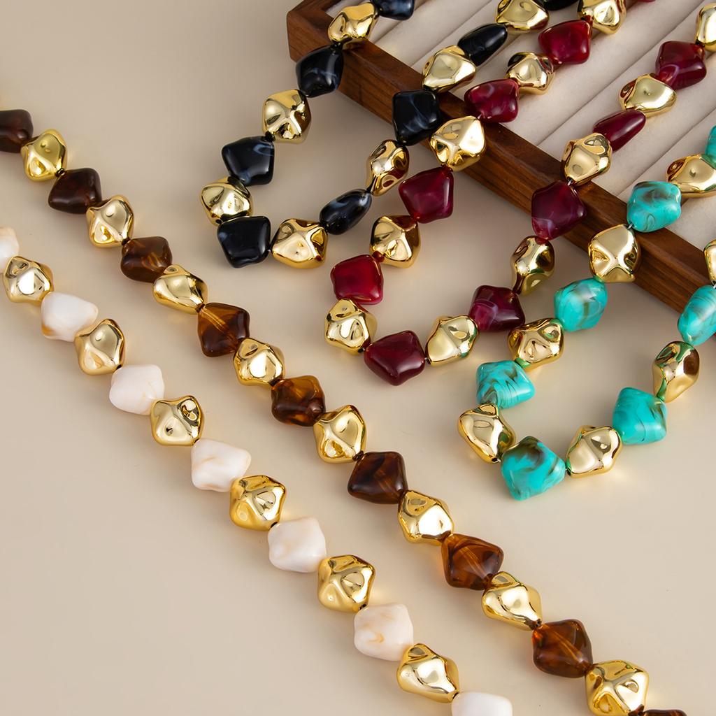 Irregular Acrylic Resin Necklace Bracelet Jewelry Set for Women Vintage Beads Chain Choker Bangle Gift