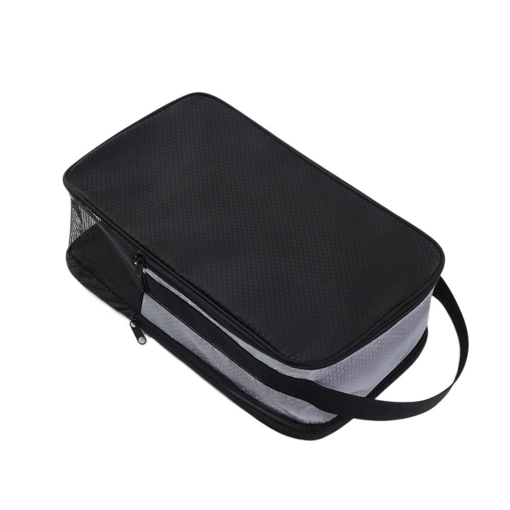 

Polyester Shoes Portable Handbag Solid Color Double-layer Pocket Sneakers Storage Bag Mesh Breathable Dust-proof чёрный