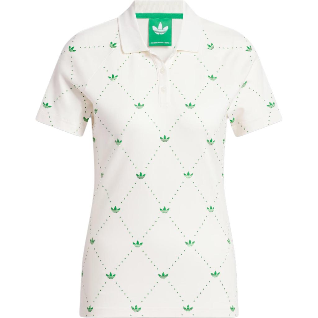Adidas Originals Trefoil Fashion Comfortable Versatile Short Sleeve Polo Shirt Women Tops Chalk-White Green JM8265