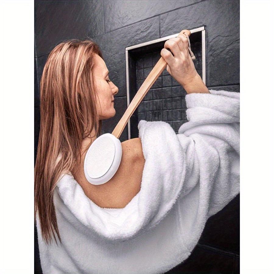 Ryggapplikator, För äldre, Kvinnor, Återfuktande, Solskydd, Hudkräm Appliceringsborste, Trähandtag, Badborsthuvud