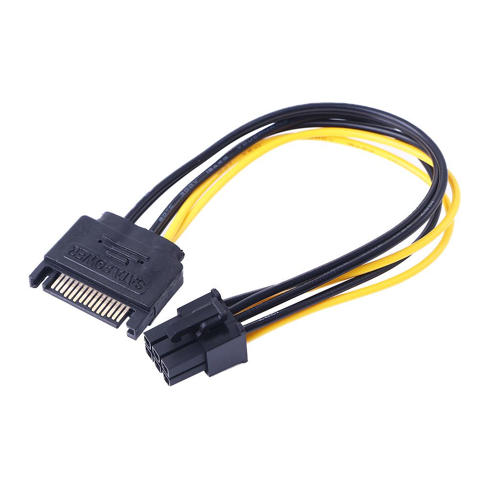 Cable Male To Female 15 Pin To 6 Pin SATA Power Cable Video Card Power Cable Graphics Card Power Cord SATA Adapter Cable