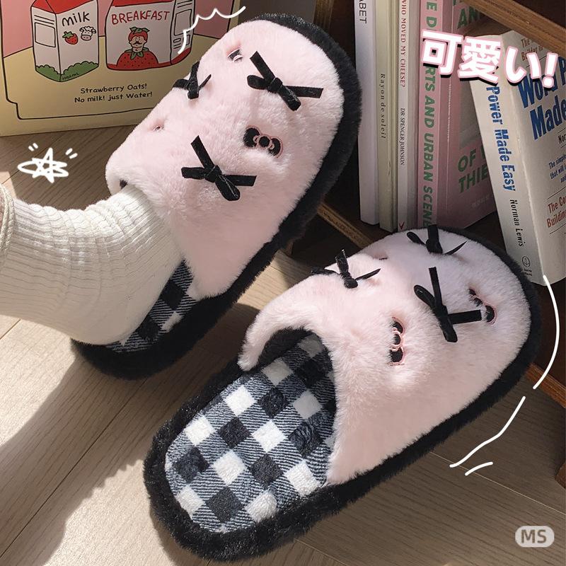 Cartoon Cute Cotton Slippers 2025 Autumn and Winter Internet Celebrity Indoor Home Non-slip Warm Plush Slippers