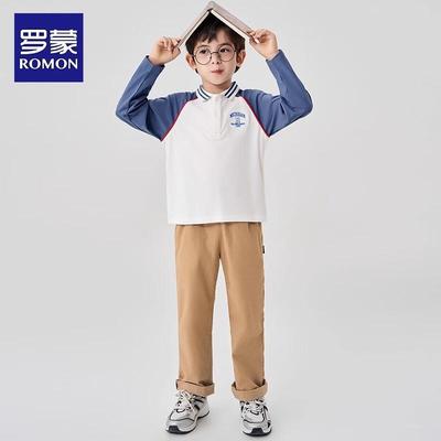 Romon Boys' Long-Sleeve Cotton Polo T-Shirt