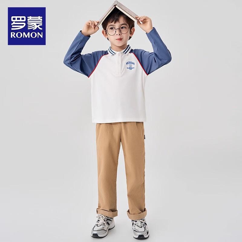 Romon Boys  Long-Sleeve Cotton Polo T-Shirt 140