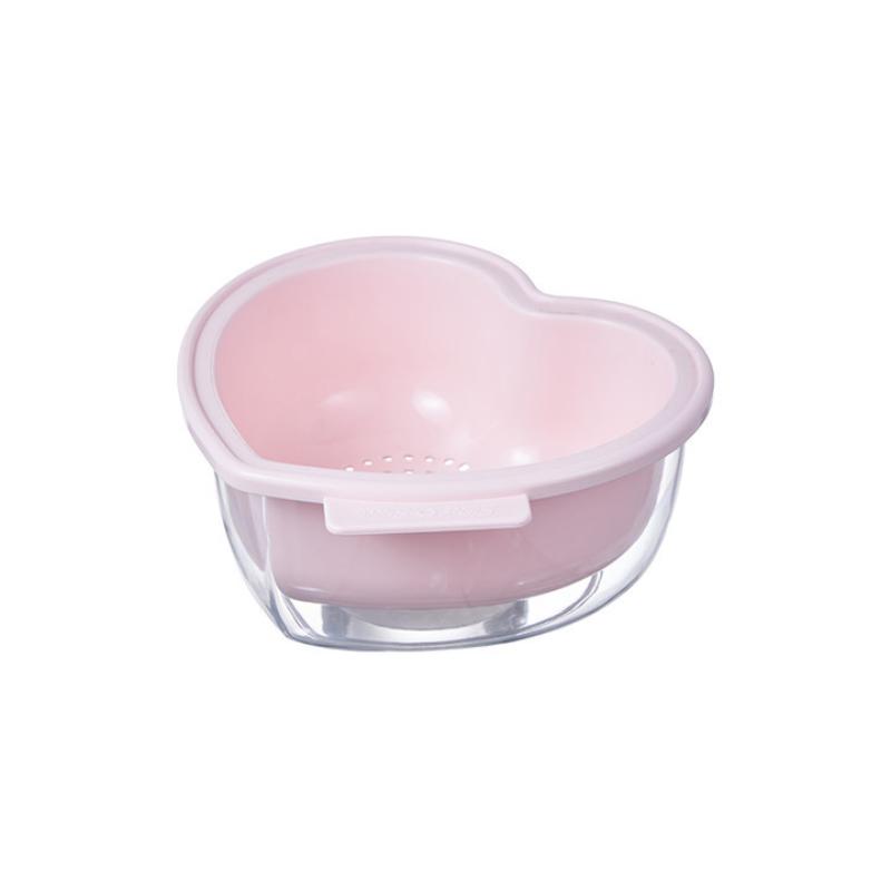 Herzförmiger Fruchtabtropfkorb Niedlicher Cartoon Küchenabtropfkorb Haushalt Gemüsewaschbecken Aufbewahrungskorb