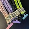 Durable Three-Strand Braided Mobile Phone Lanyard Long Crossbody Shoulder Strap with Ponytail Holder Pendant for Women