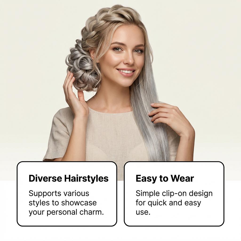 -gray Hair Extensions. Gentle And Everyday Hairstyle, Smooth And Light, Easy To Wear And Portable.