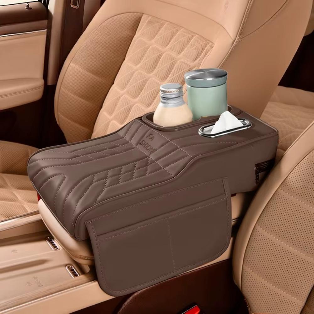 

PU Leather Center Console Pad Height Increase Arm Rest Heightening Pillow Automotive Interior коричневий