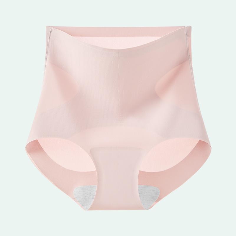 Plus Size Women's High Waist Ice Silk Tummy Control Underwear with Antibacterial Crotch
