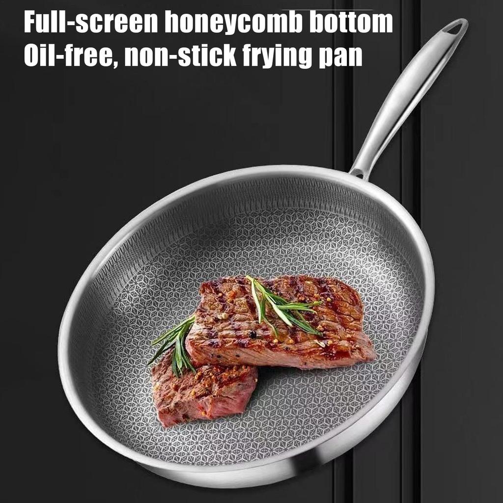 Stainless Steel Skillet Stainless Steel Non Stick Egg Skillet Kitchen Cookware For Steak Cooking Omelette Pancake Fish Stir-fry