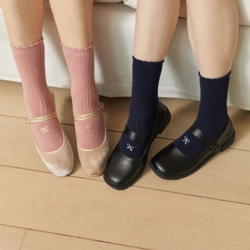 SOCKS APPEAL RIBBON GIRL short embroidery pink