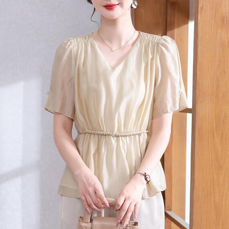 XUEXI Women s Chiffon Short Sleeve Blouse 2XL