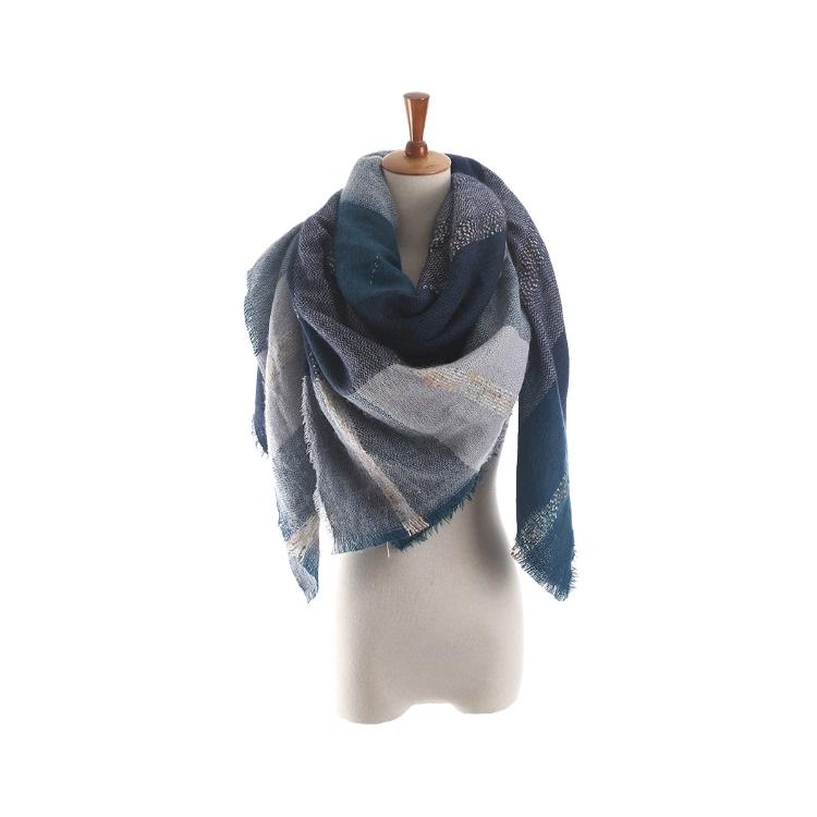 

Mary Autumn and Winter Plaid Soft Scarf Brown Large Shawl Maroon Dual Use 140*140cm темно-синий