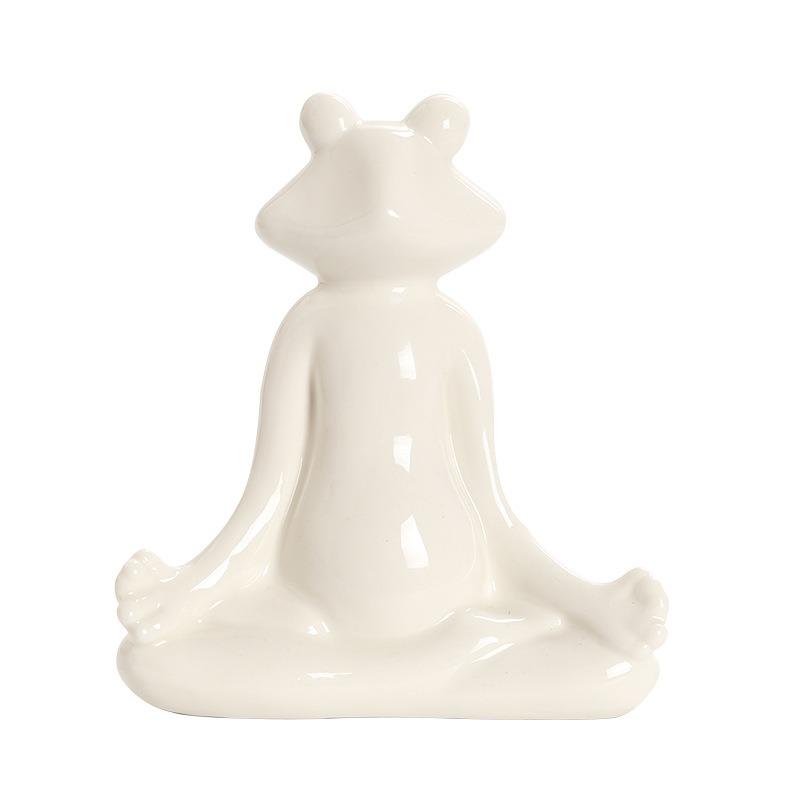 Home Decor Frog Abstract Art Ceramic Yoga Poses Figurine Porcelain Lady Figure Statue Studio Decor Ornament Indoor Decoration