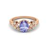 8X6MM Oval Tanzanite Gemstone 925 Sterling Silver Rose Plated Solitaire Vine-Inspired Women Wedding Ring