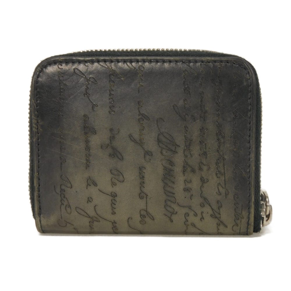 Used Wapa Money Purse 11828 7943 New Logo Scritto Leather Zip Around Nero Current Calligraphy Nero Grigio Men's from