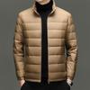 Men's Lightweight Stand Collar Down Jacket - Warm, Trendy, Versatile, Casual Dad Style, Winter Coat with 90% White Duck Down.