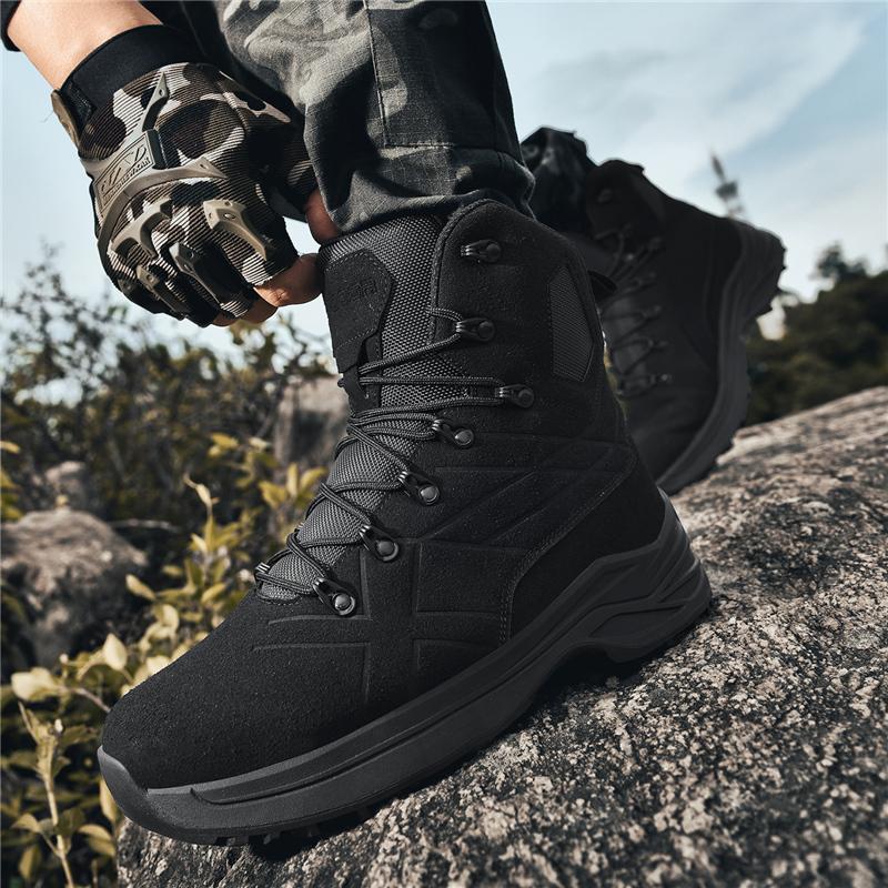 Outdoor Men Hiking Shoes Anti-slip Lace-up Breathable Wear-resistant High-top Boots Men Lace-up Low-top Casual Sports Shoes Men