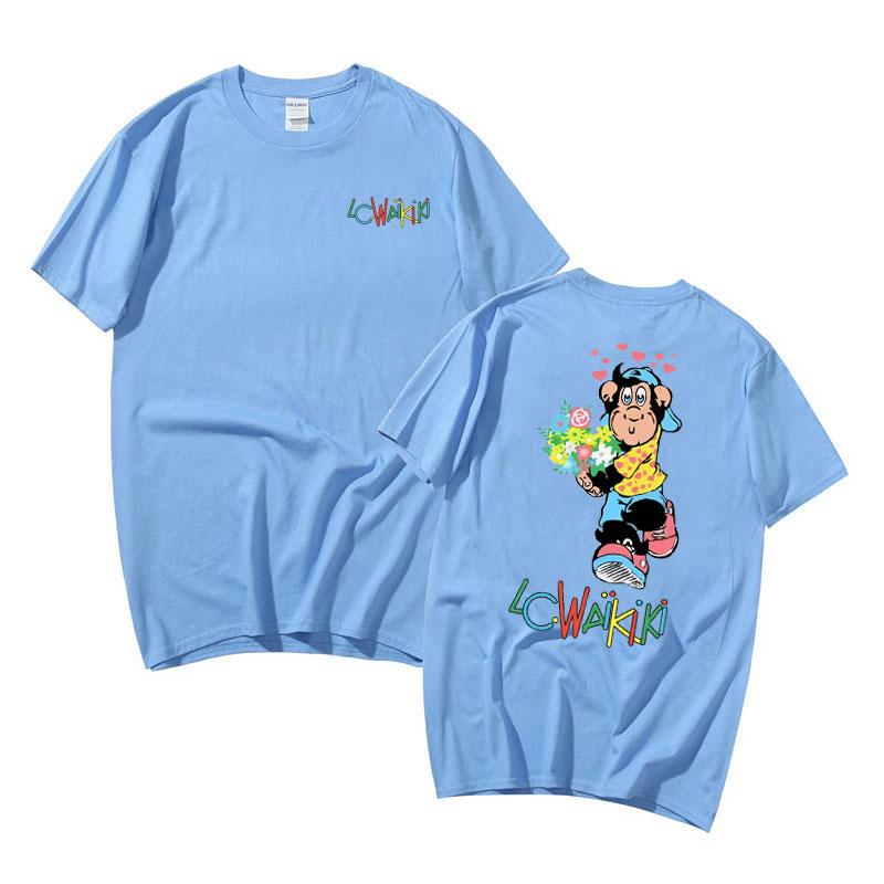 

Lc Waikiki Футболка с графикой обезьяны с цветами, двусторонняя, смешная футболка с обезьяной, мужская, женская, модная футболка, мужская футболка с коротким рукавом 4XL