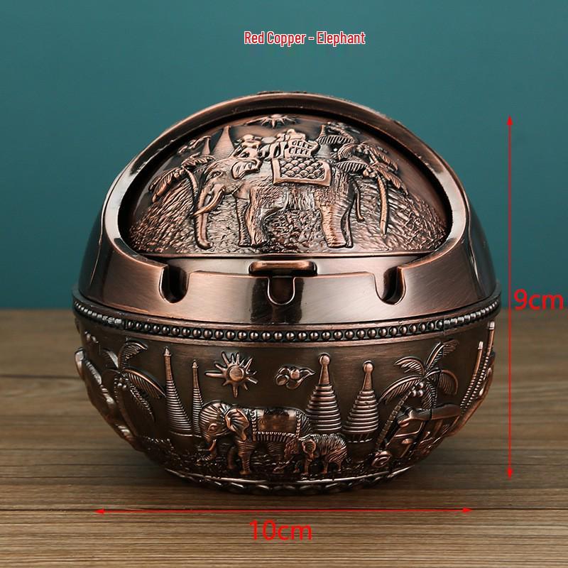 European Style Ashtray with Lid: Trendy, Drop-Proof, Anti-Fly Ash, Odor-Resistant, Luxury Living Room Decor.