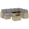Vidaxl 8-Cz. Garden Furniture Set With Cushions, Beige, Poly Rattan