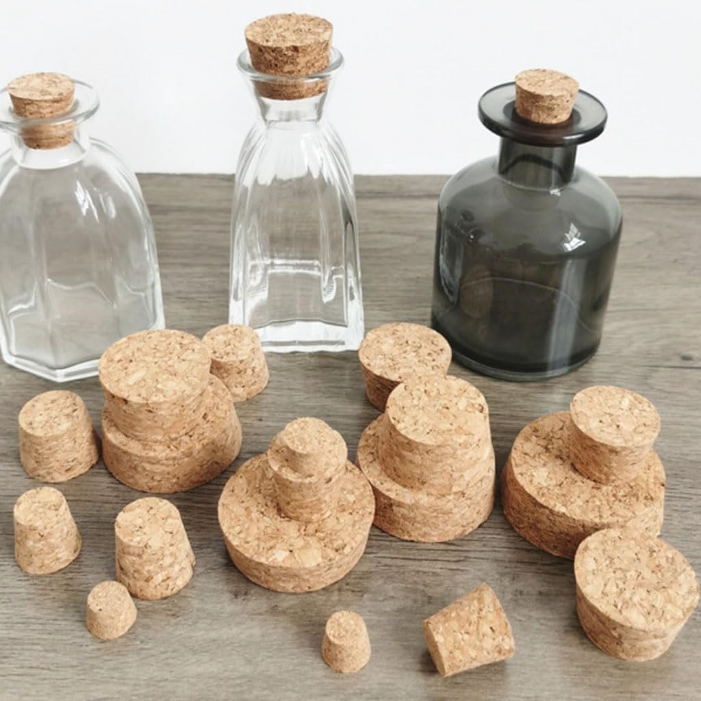 20 PCS Cone-Shaped Cork Stoppers, Composite Cork Stoppers, Oak Cork Stoppers Used for DIY Plug Caps for Glass Bottles, Reagent Bottles, Tubes, Mini