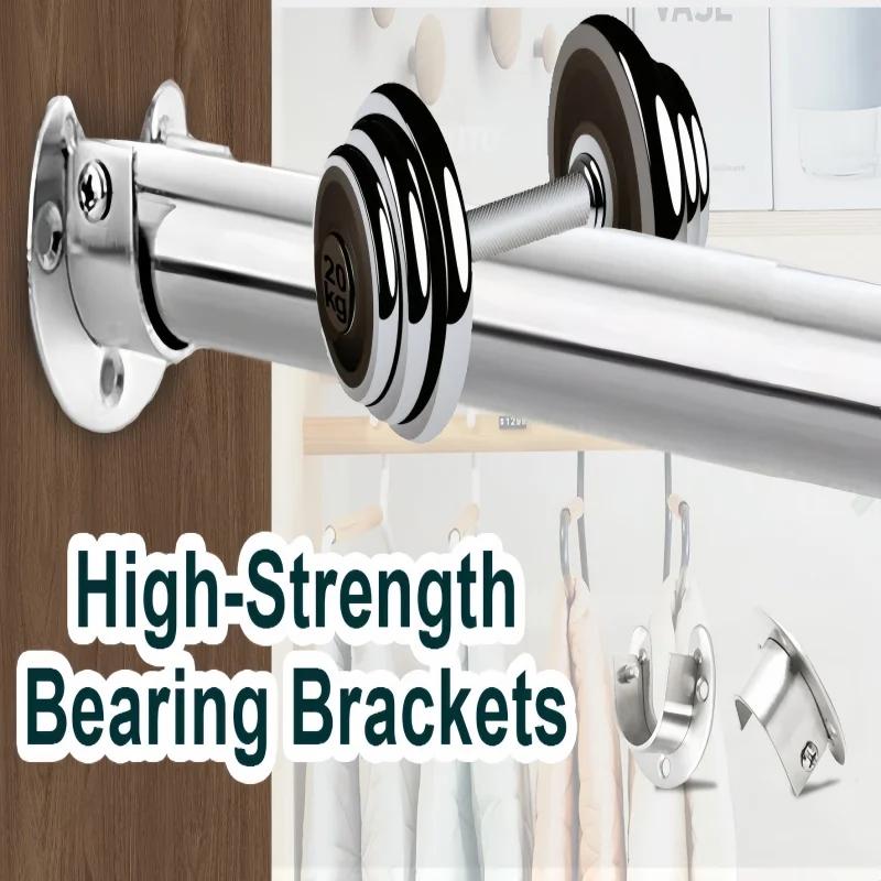 2PCS 304 Stainless Steel Flange Seat Wardrobe Hanger Rod Fixing Hardware Accessories Curtain Rod Tube Fixed Support Bracket Seat