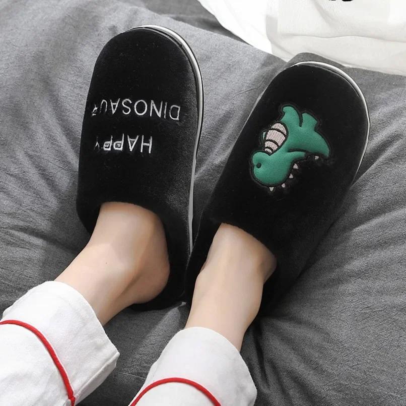 Fashion Plush Slipper Women Bear Dog Panda Winter Fur Contton Warm Non Slip Grip Home Indoor Lazy Fuzzy Female Floor Shoe Flat Male Men
