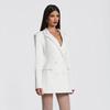 Women European Style Solid Color Casual Slim Fit Long Sleeve Blazer Mini Dress