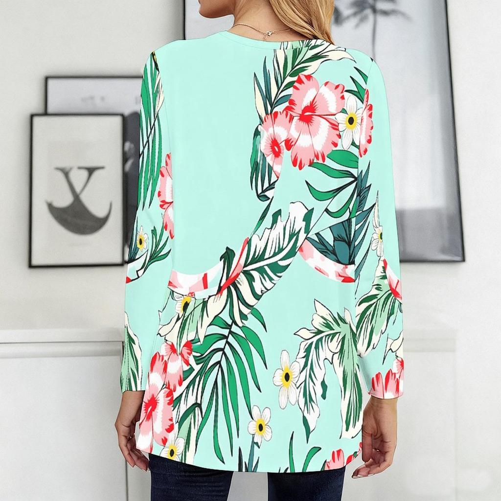 Ladies V Neck Plus Size Long Sleeve Blouse Soft Loose Tops For Casual Outdoor Activities
