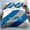 Blue and Gray Striped Lion Design Print Bedding Set Duvet Cover Pillowcases (1* Duvet Cover 2* Pillowcases Do Not Include Comforter)