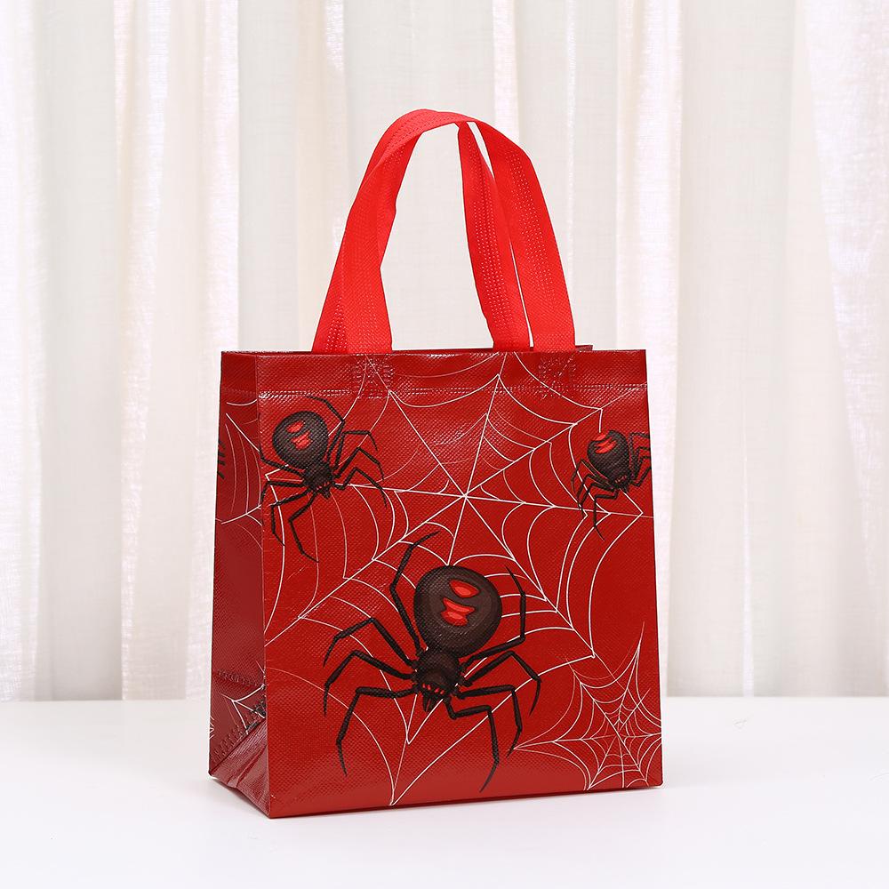 12/30pcs Spider Print Gift Bags Non Woven Tote Bags Halloween Party Favor Bags for Candy Gifts and Shopping