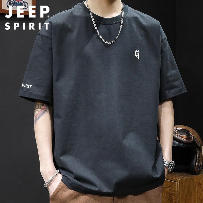 JEEP SPIRIT Men s Heavyweight Loose Fit Short Sleeve T-Shirt L