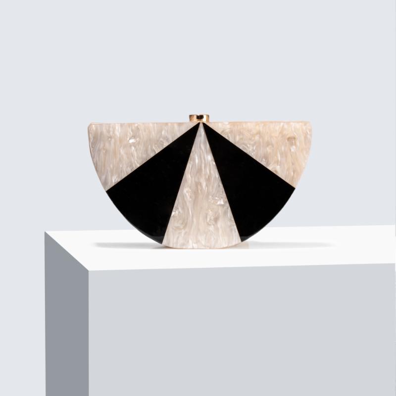 

Wedding Half Circle Fashion Patchwork Acrylic Shoulder Crossbody Bag Clutch Evening New Women s Bags Trend Party Female Wallet 20X4.5X11.5CM