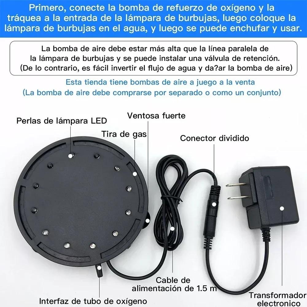 Sauerstoffverstärkende Disk Bubble Light Aquarium Landschaft Bunte LED Wasserdicht Aquarium Runde Bubble Light Aquarien Zubehör