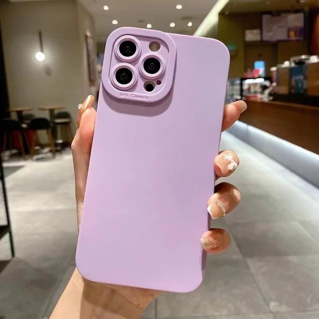 

Силиконовый чехол для защиты камеры iPhone 13 Pro Max 11 12 14 Pro Max XR XSMax 7 8 15 pro max Мягкий противоударный матовый чехол For iPhone XR фиолетовый