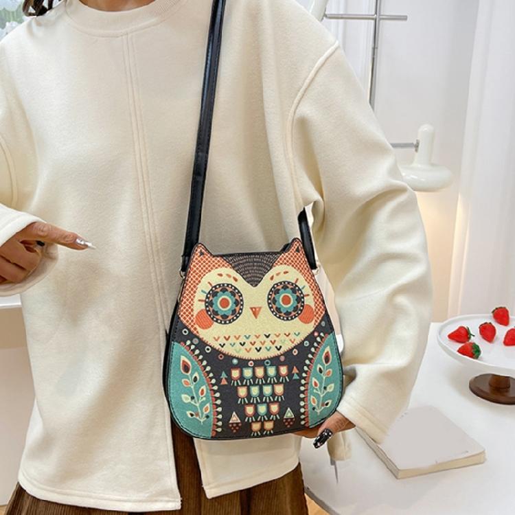 Cartoon Owl Crossbody Bag for Women Small Messenger Bag PU Leather Shoulder Bag