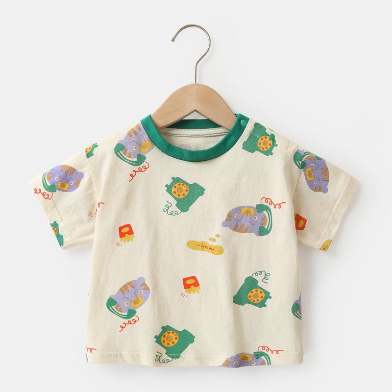 

Одежда для малышей, повседневные футболки с короткими рукавами, летняя одежда для мальчиков и девочек, детские летние топы с половиной рукавов 120cm