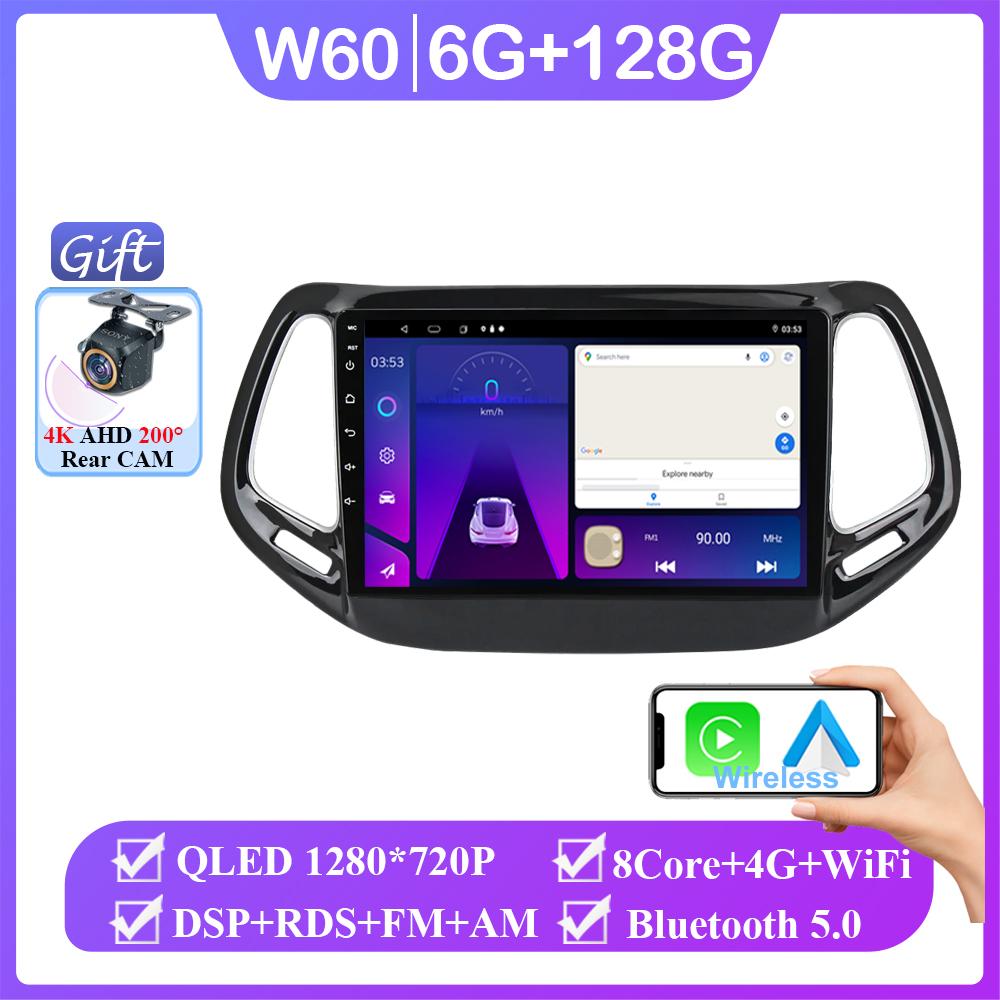 Android 14 Car Radio Carplay For Jeep Compass 2017 2018 2019 Auto Multimedia Video Player GPS Navigation Stereo Head Unit 2DIN