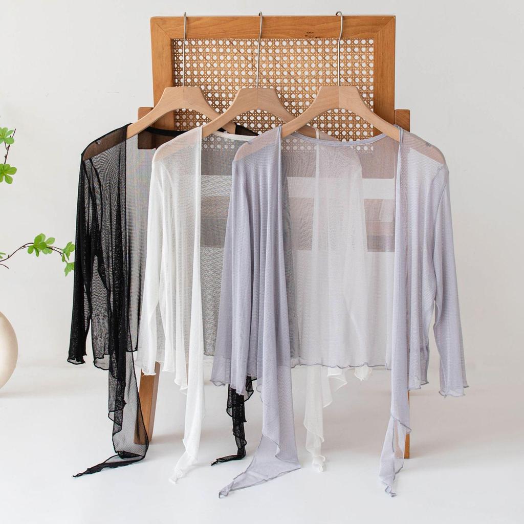 Women's Mulberry Silk Mesh Sun Protection Shawl - Lightweight Seven-Sleeve Jacket