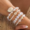 Bohemian Starfish Shell Charm Bracelets for Women Beach Scallops Imitation Pearl Beaded Bangle Summer Vacation Party Jewelry